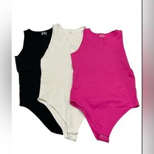 OQQ Bundle Set - Black, White, and Pink Body suits Size M